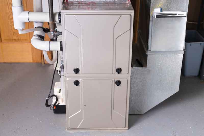 Photo of a furnace in a basement